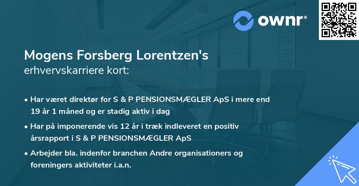 Mogens Forsberg Lorentzen's erhvervskarriere kort