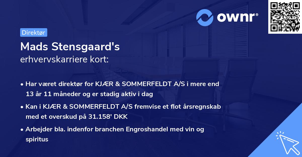 Mads Stensgaard's erhvervskarriere kort