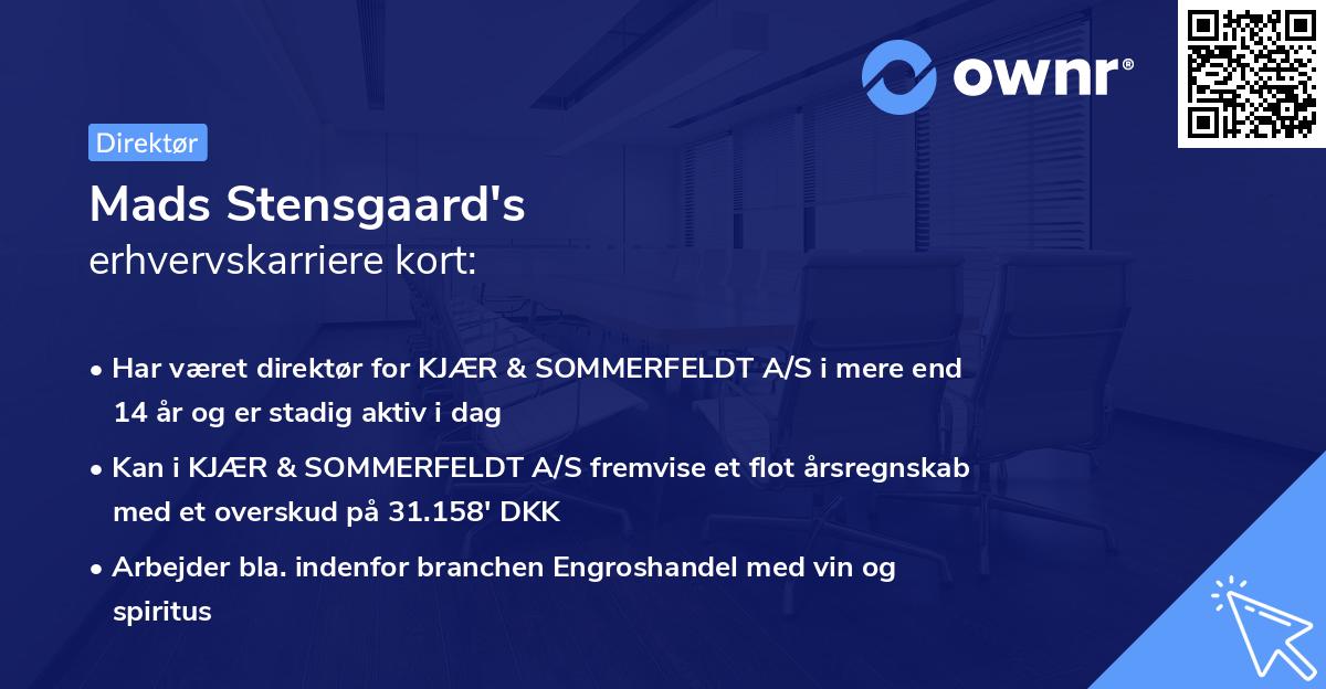 Mads Stensgaard's erhvervskarriere kort