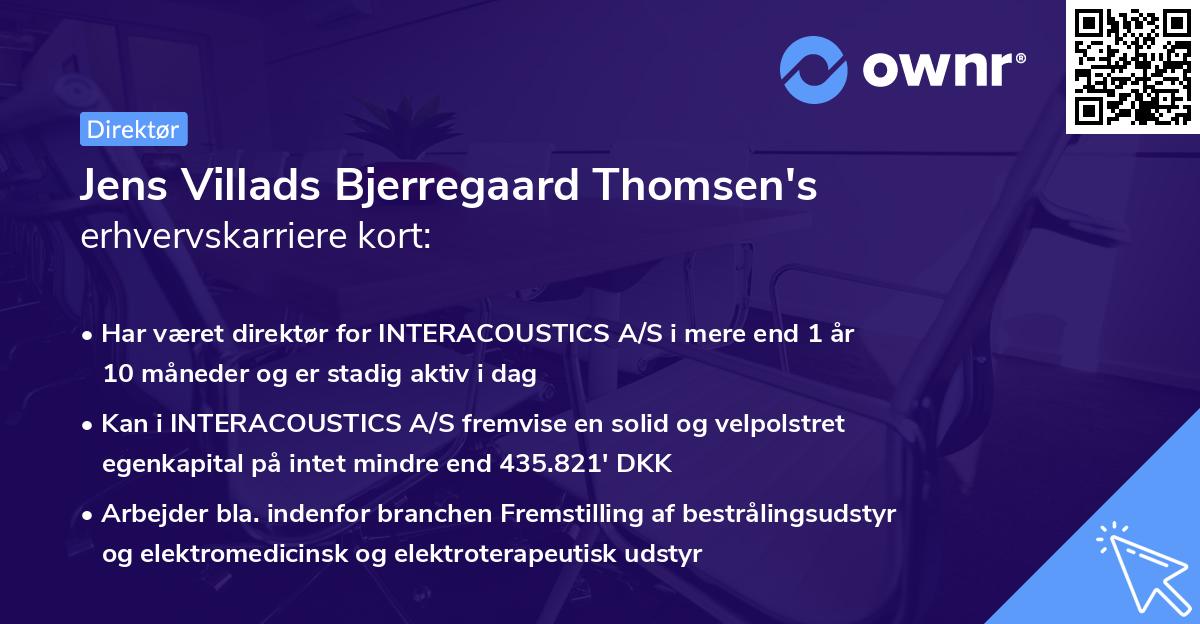 Jens Villads Bjerregaard Thomsen's erhvervskarriere kort