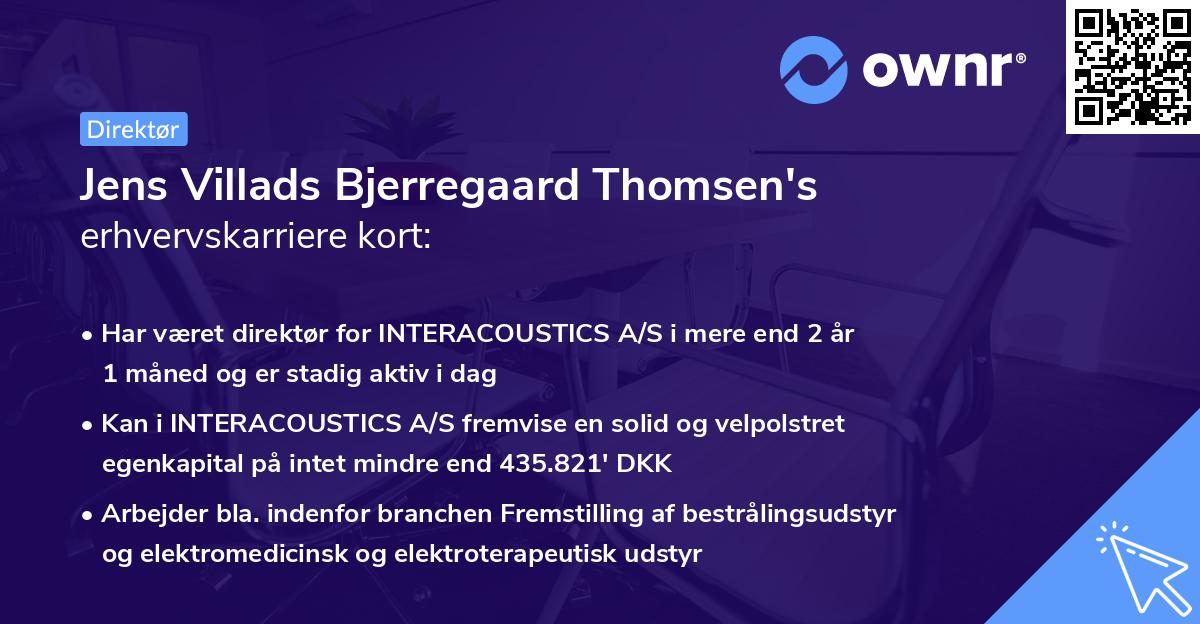 Jens Villads Bjerregaard Thomsen's erhvervskarriere kort