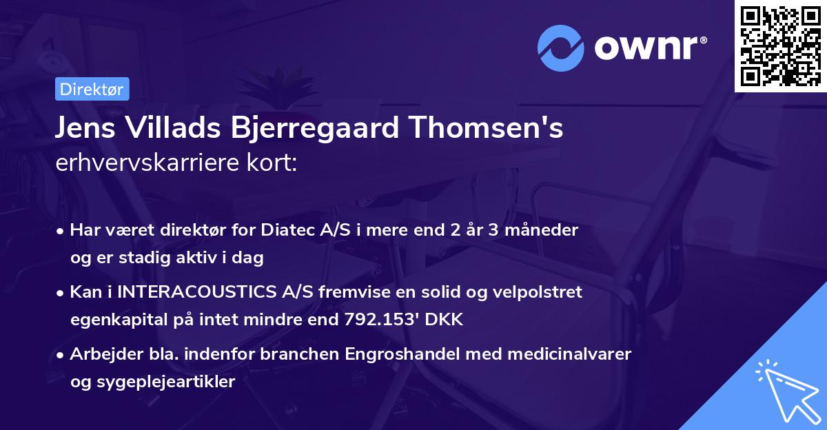 Jens Villads Bjerregaard Thomsen's erhvervskarriere kort