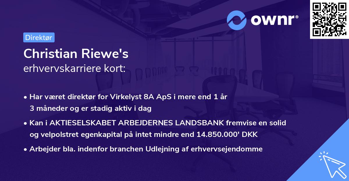 Christian Riewe's erhvervskarriere kort