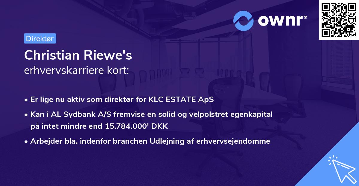 Christian Riewe's erhvervskarriere kort