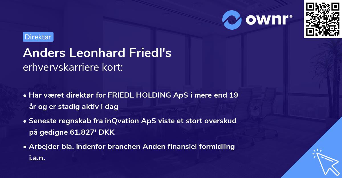Anders Leonhard Friedl's erhvervskarriere kort