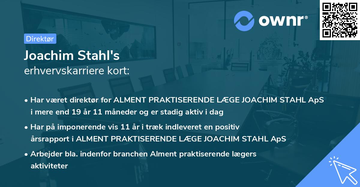 Joachim Stahl's erhvervskarriere kort