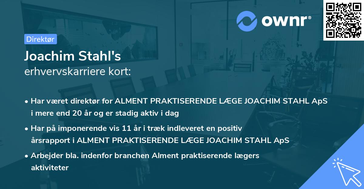 Joachim Stahl's erhvervskarriere kort