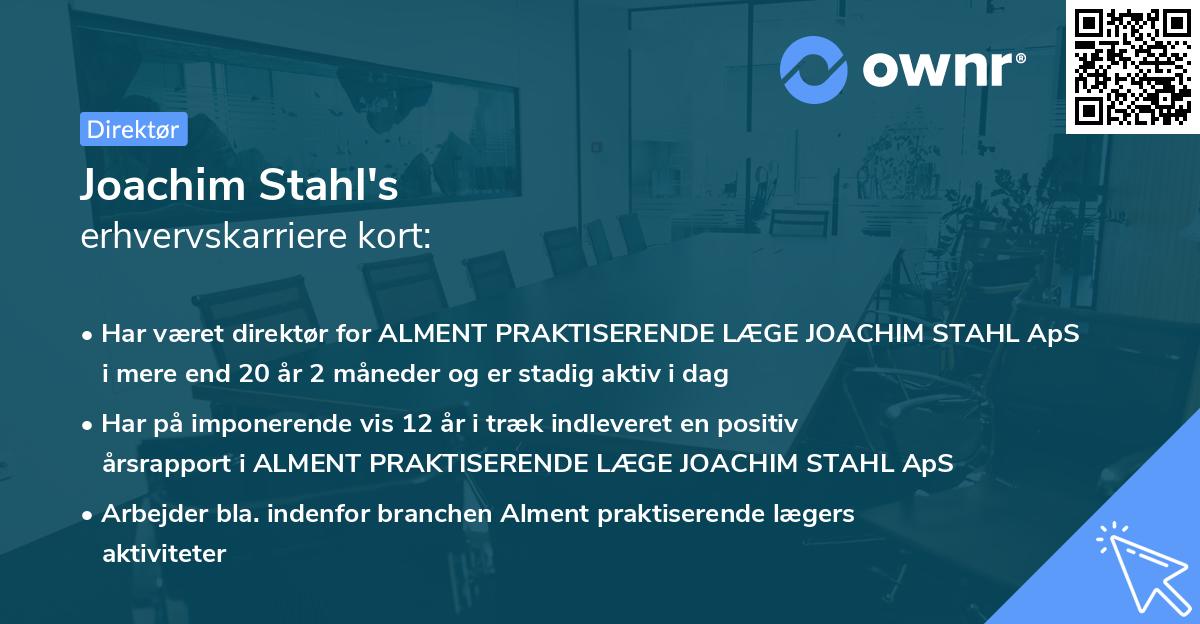 Joachim Stahl's erhvervskarriere kort