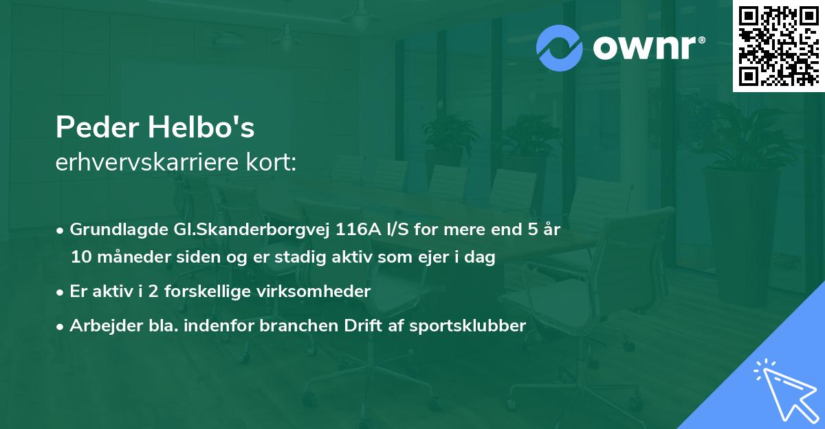Peder Helbo's erhvervskarriere kort