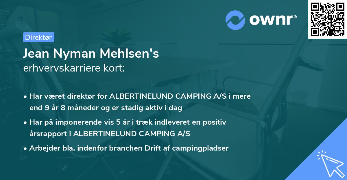 Jean Nyman Mehlsen's erhvervskarriere kort