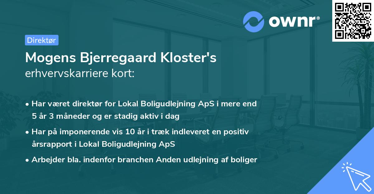Mogens Bjerregaard Kloster's erhvervskarriere kort