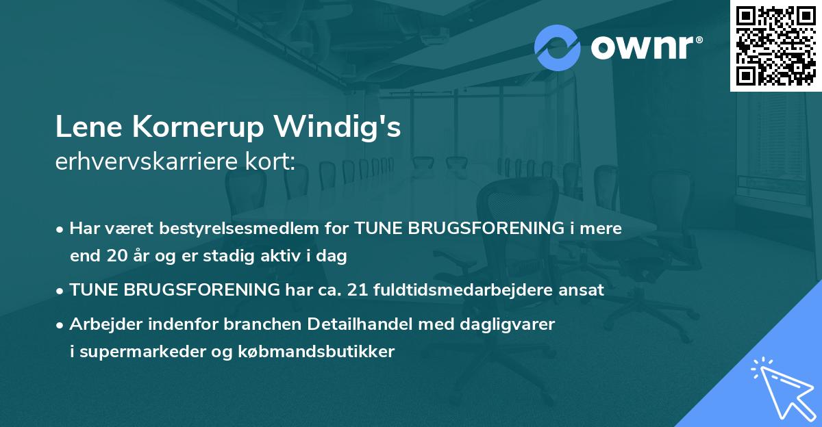 Lene Kornerup Windig's erhvervskarriere kort