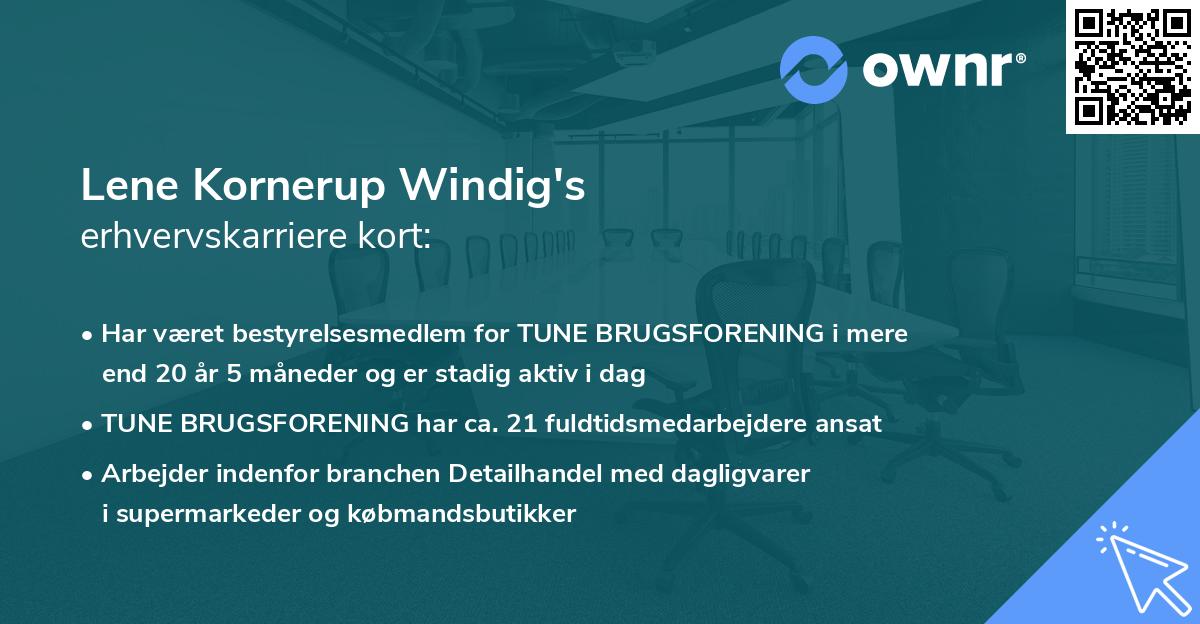 Lene Kornerup Windig's erhvervskarriere kort