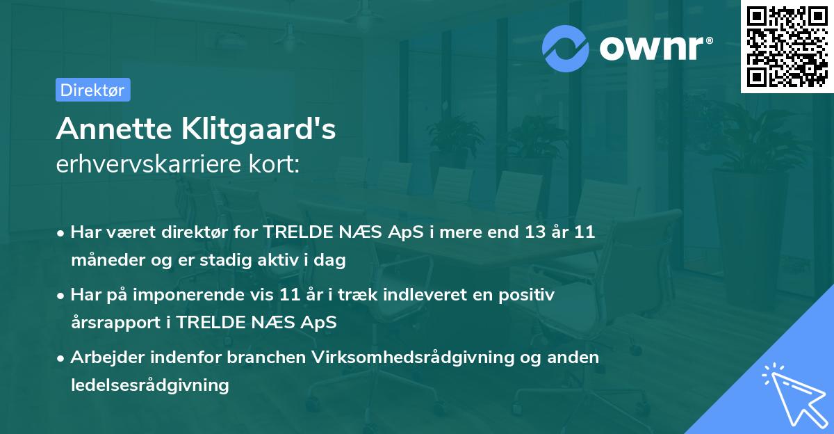 Annette Klitgaard's erhvervskarriere kort