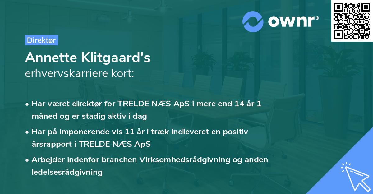 Annette Klitgaard's erhvervskarriere kort