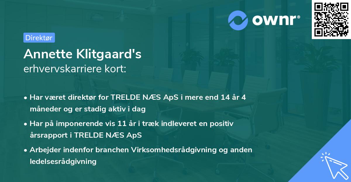 Annette Klitgaard's erhvervskarriere kort