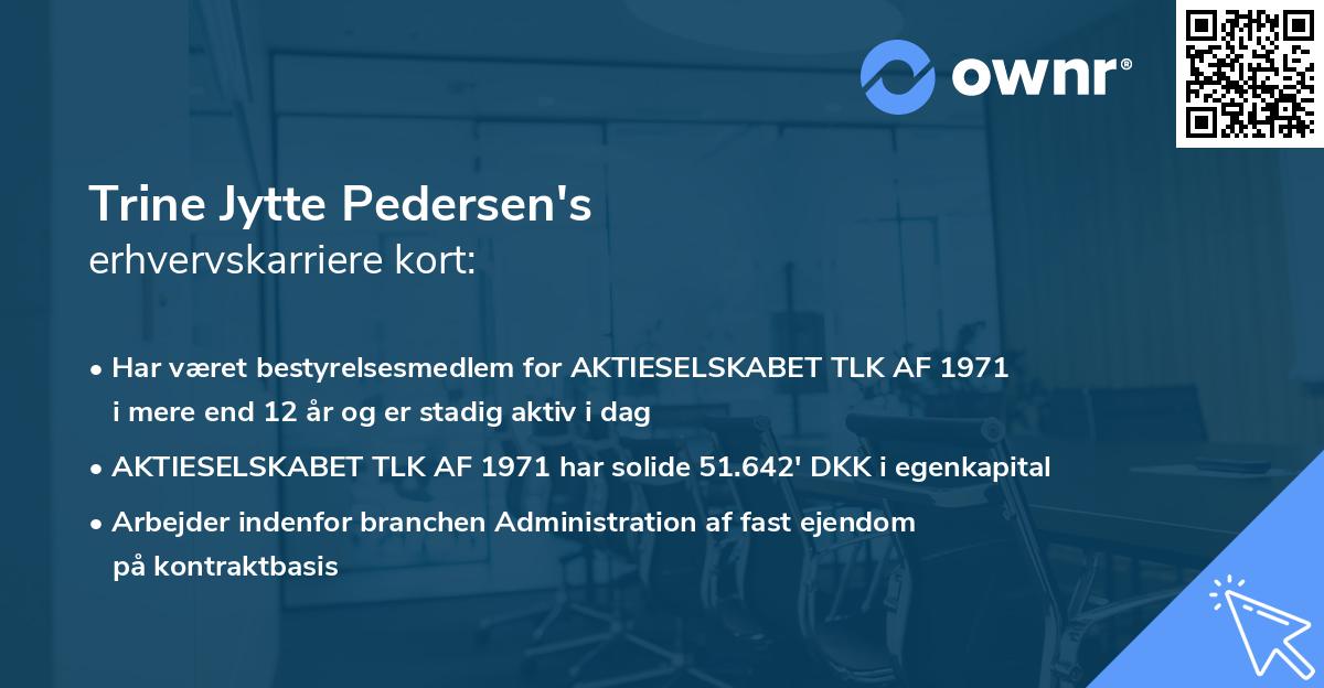 Trine Jytte Pedersen's erhvervskarriere kort
