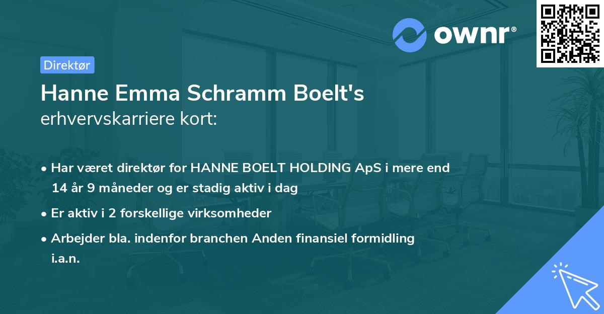 Hanne Emma Schramm Boelt's erhvervskarriere kort