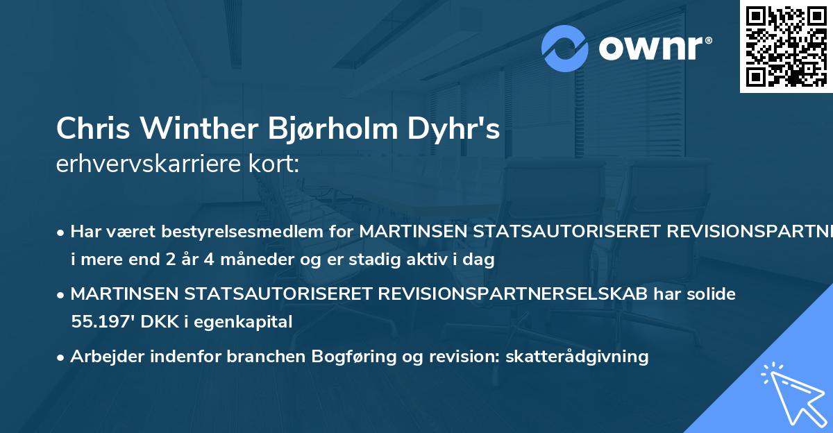Chris Winther Bjørholm Dyhr's erhvervskarriere kort