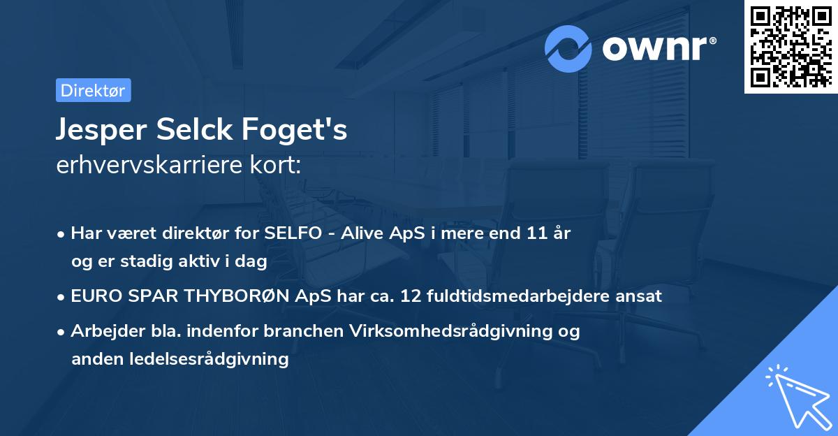 Jesper Selck Foget's erhvervskarriere kort
