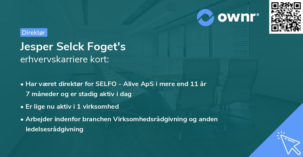 Jesper Selck Foget's erhvervskarriere kort
