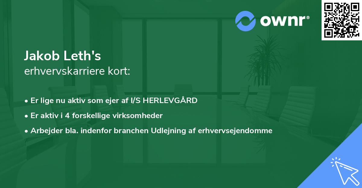 Jakob Leth's erhvervskarriere kort