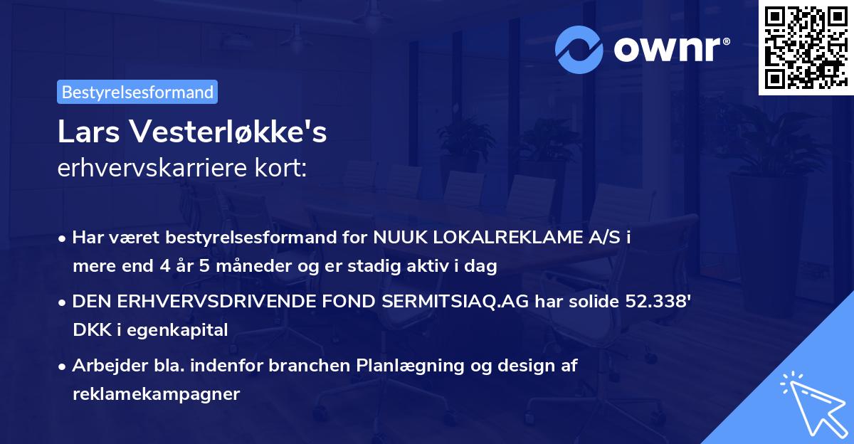 Lars Vesterløkke's erhvervskarriere kort