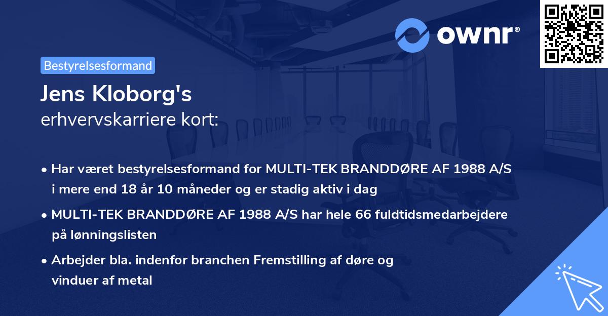 Jens Kloborg's erhvervskarriere kort