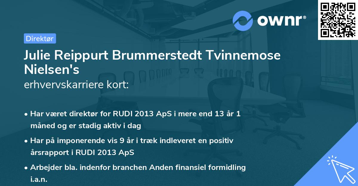 Julie Reippurt Brummerstedt Tvinnemose Nielsen's erhvervskarriere kort