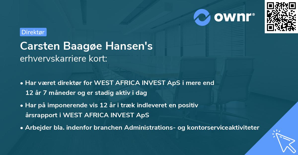 Carsten Baagøe Hansen's erhvervskarriere kort