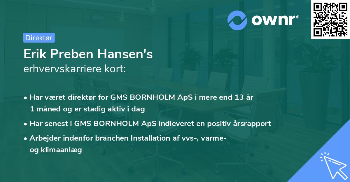 Erik Preben Hansen's erhvervskarriere kort