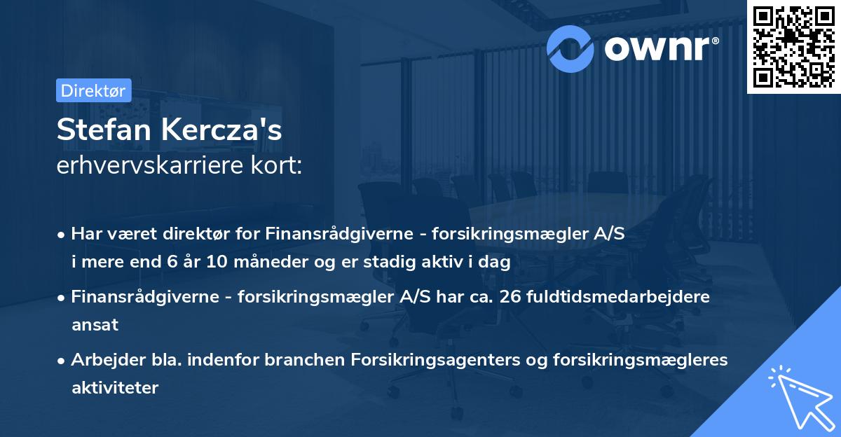 Stefan Kercza's erhvervskarriere kort
