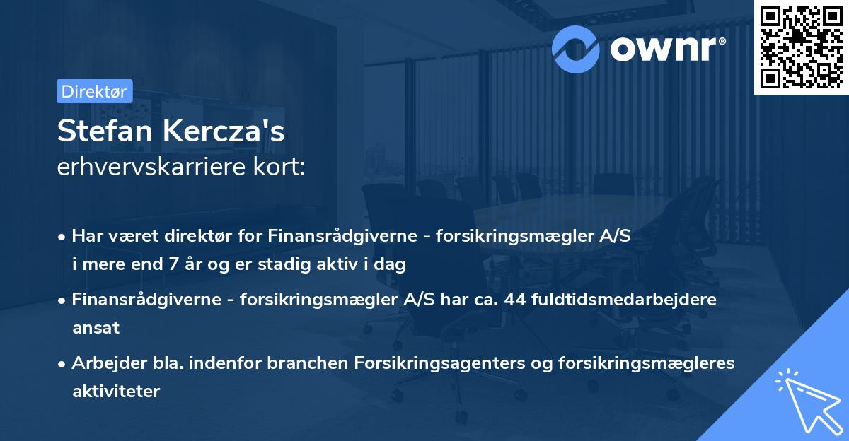 Stefan Kercza's erhvervskarriere kort
