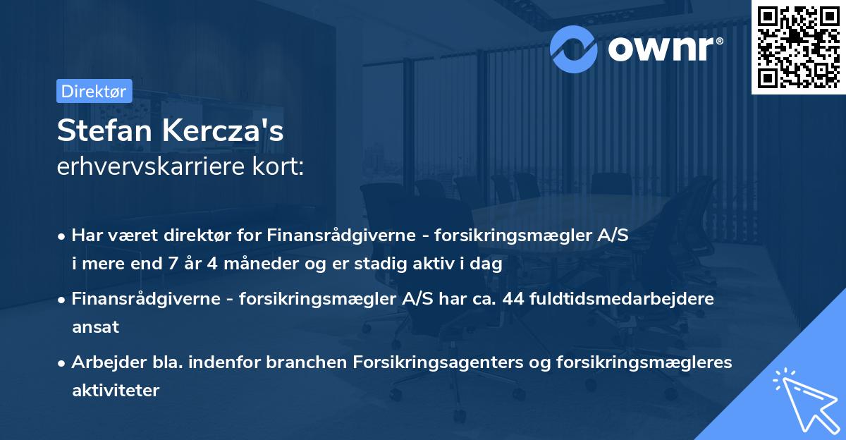 Stefan Kercza's erhvervskarriere kort