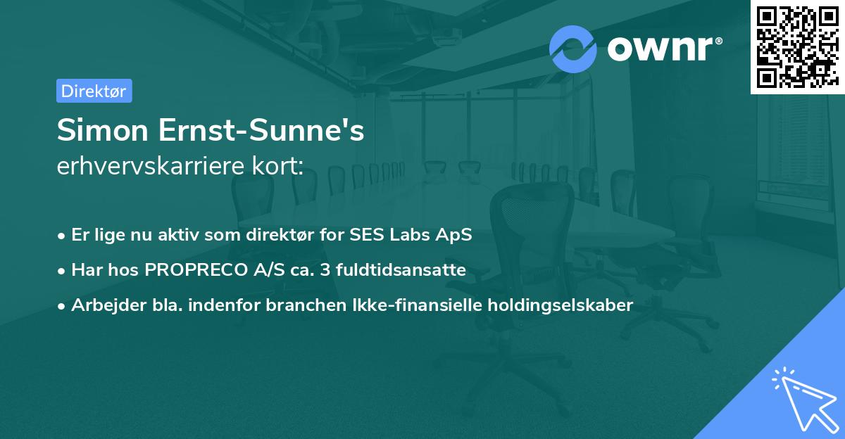 Simon Ernst-Sunne's erhvervskarriere kort