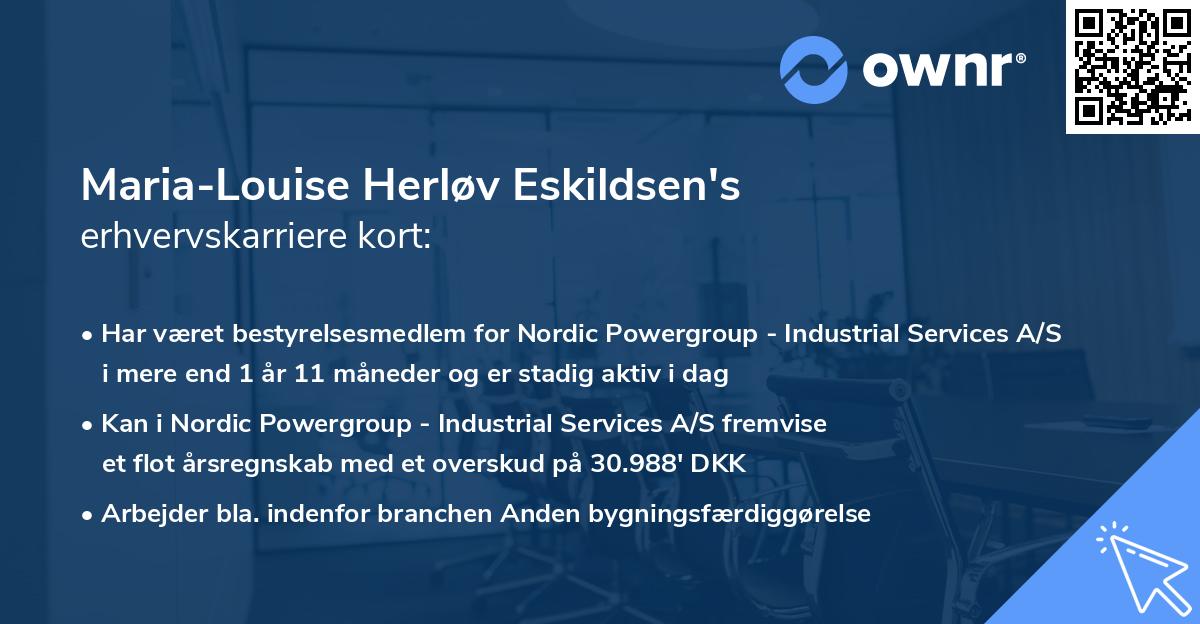 Maria-Louise Herløv Eskildsen's erhvervskarriere kort