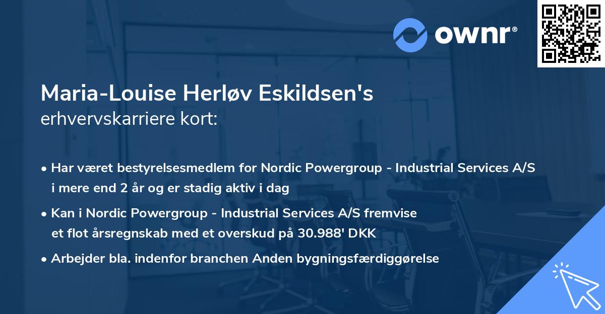 Maria-Louise Herløv Eskildsen's erhvervskarriere kort