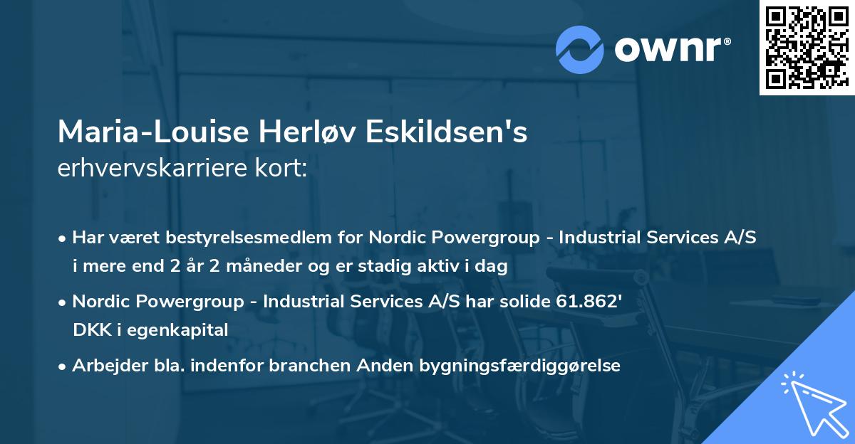 Maria-Louise Herløv Eskildsen's erhvervskarriere kort