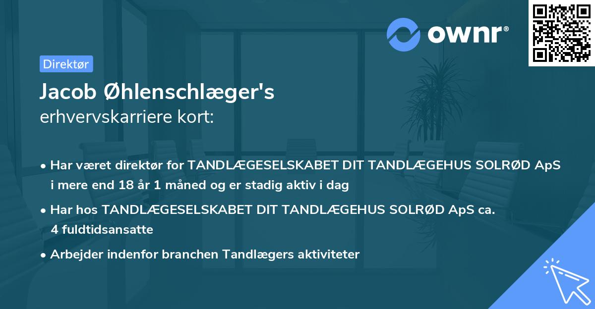 Jacob Øhlenschlæger's erhvervskarriere kort