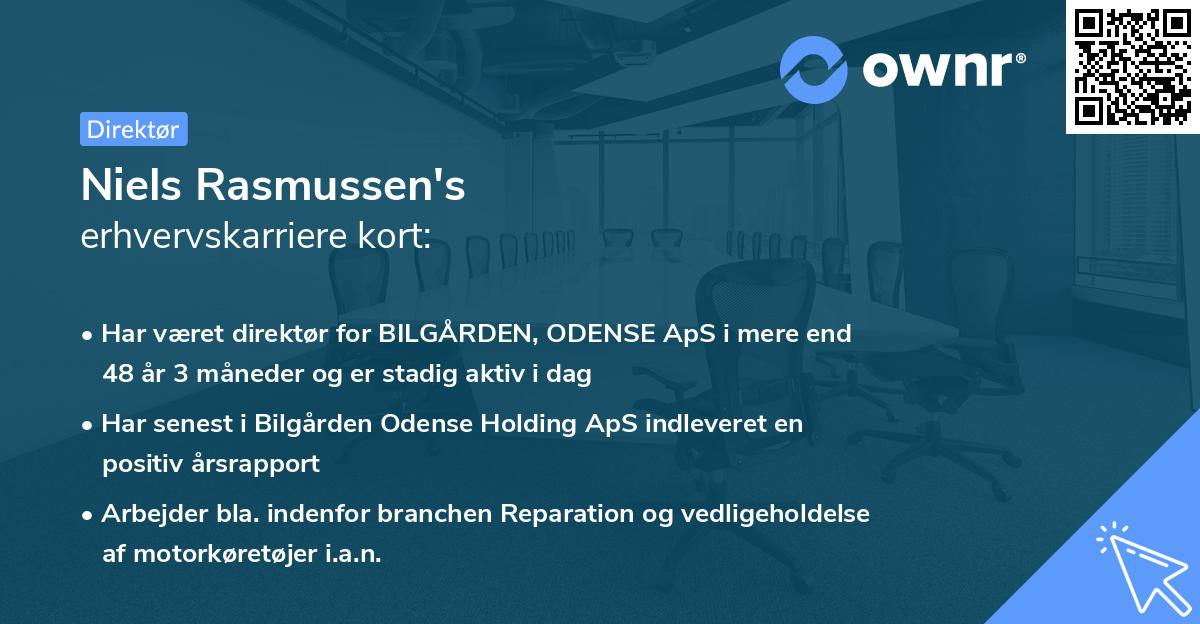 Niels Rasmussen's erhvervskarriere kort