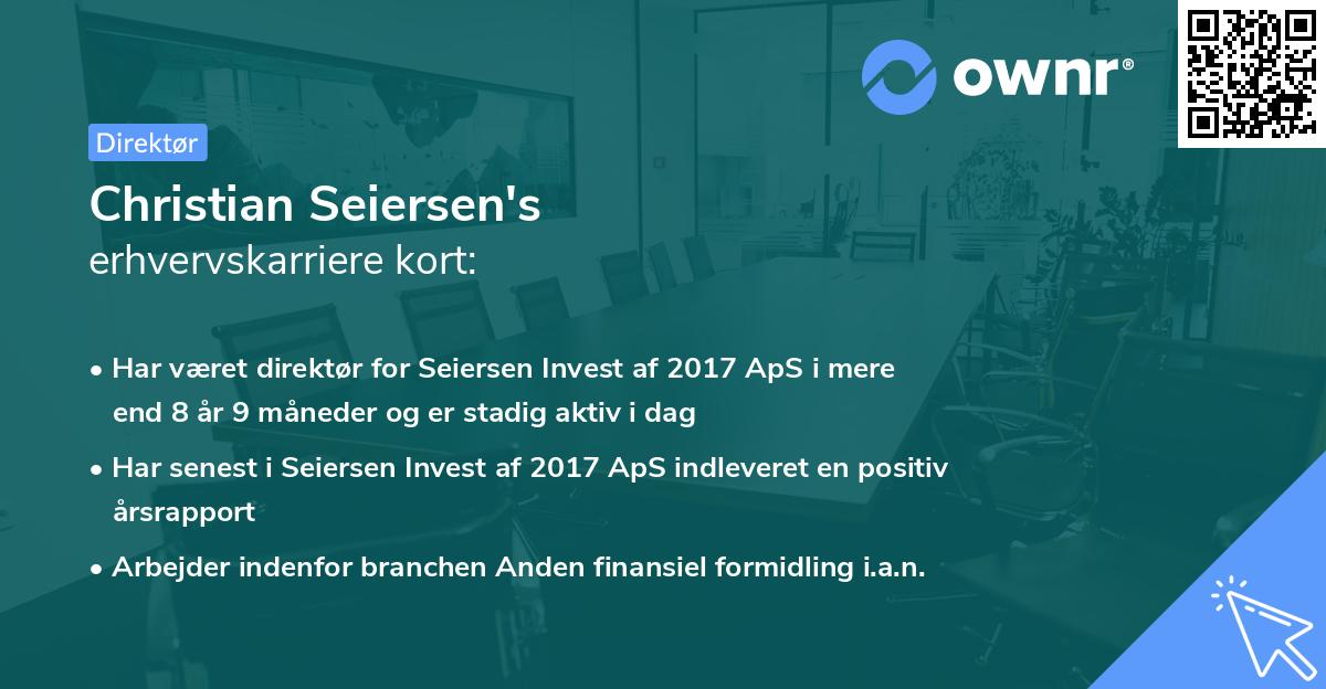 Christian Seiersen's erhvervskarriere kort