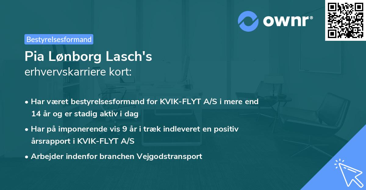 Pia Lønborg Lasch's erhvervskarriere kort