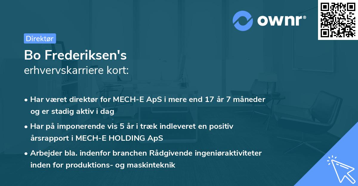 Bo Frederiksen's erhvervskarriere kort