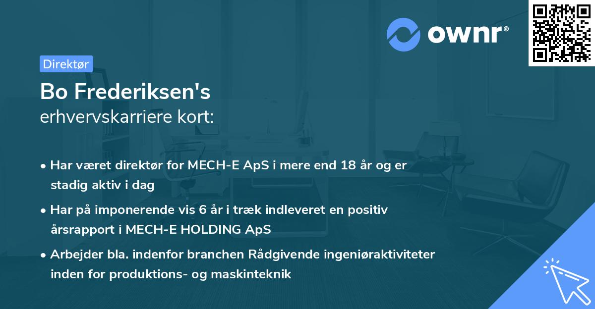 Bo Frederiksen's erhvervskarriere kort