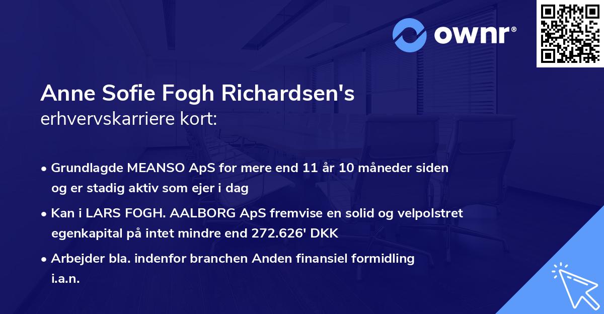 Anne Sofie Fogh Richardsen's erhvervskarriere kort