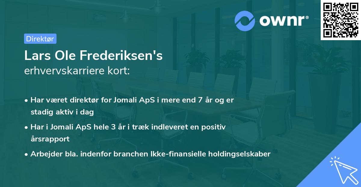 Lars Ole Frederiksen's erhvervskarriere kort