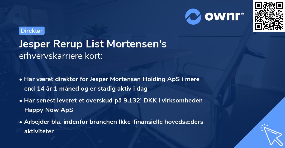 Jesper Rerup List Mortensen's erhvervskarriere kort