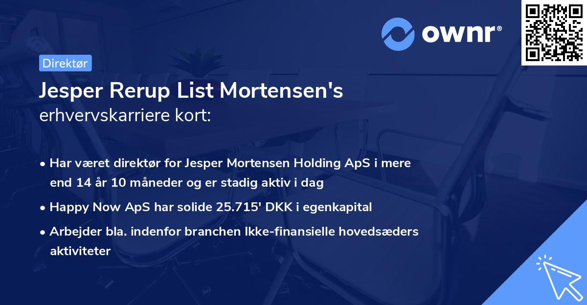 Jesper Rerup List Mortensen's erhvervskarriere kort