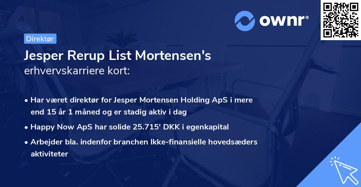 Jesper Rerup List Mortensen's erhvervskarriere kort