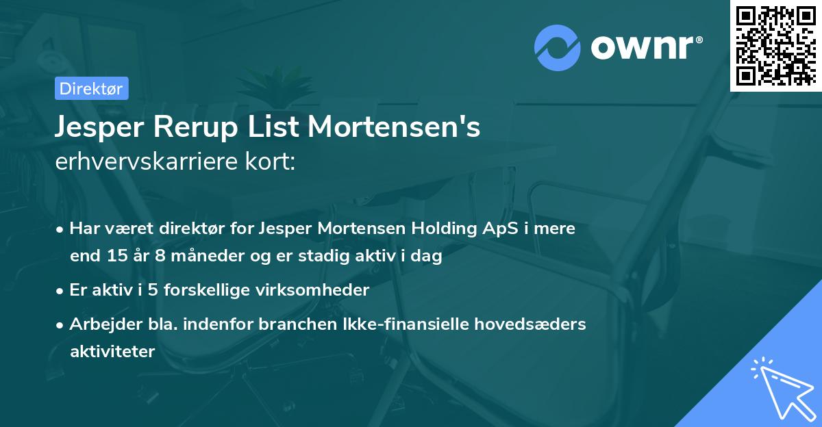 Jesper Rerup List Mortensen's erhvervskarriere kort